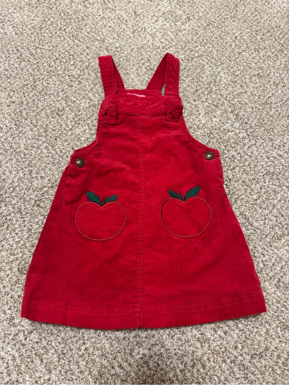 Isaac Mizrahi Red Corduroy Apple Pinafore Overalls 2T